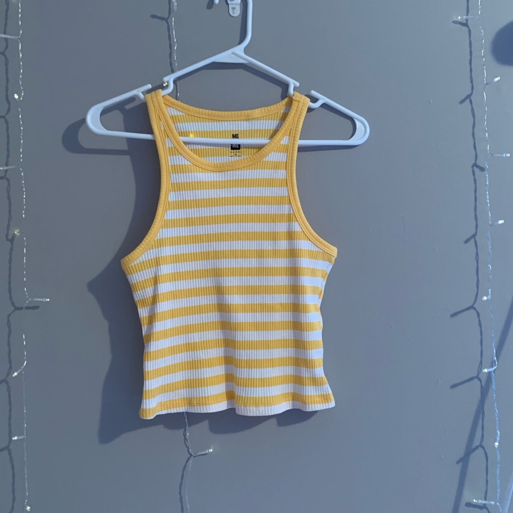 Medium Pacsun yellow and white tank.